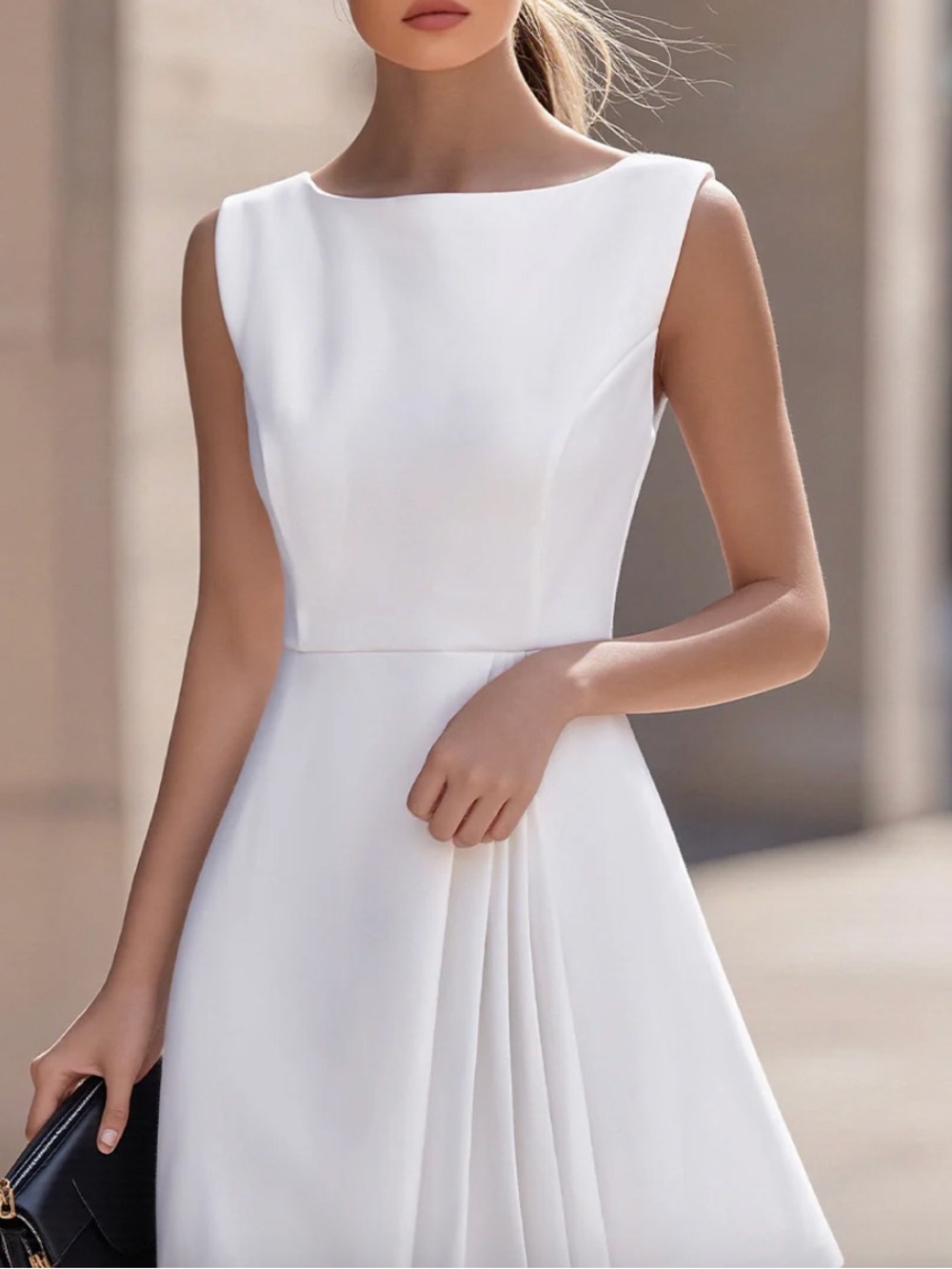 Mooyius White Sleeveless Mini Dress Graduation Bridal Wedding Size S